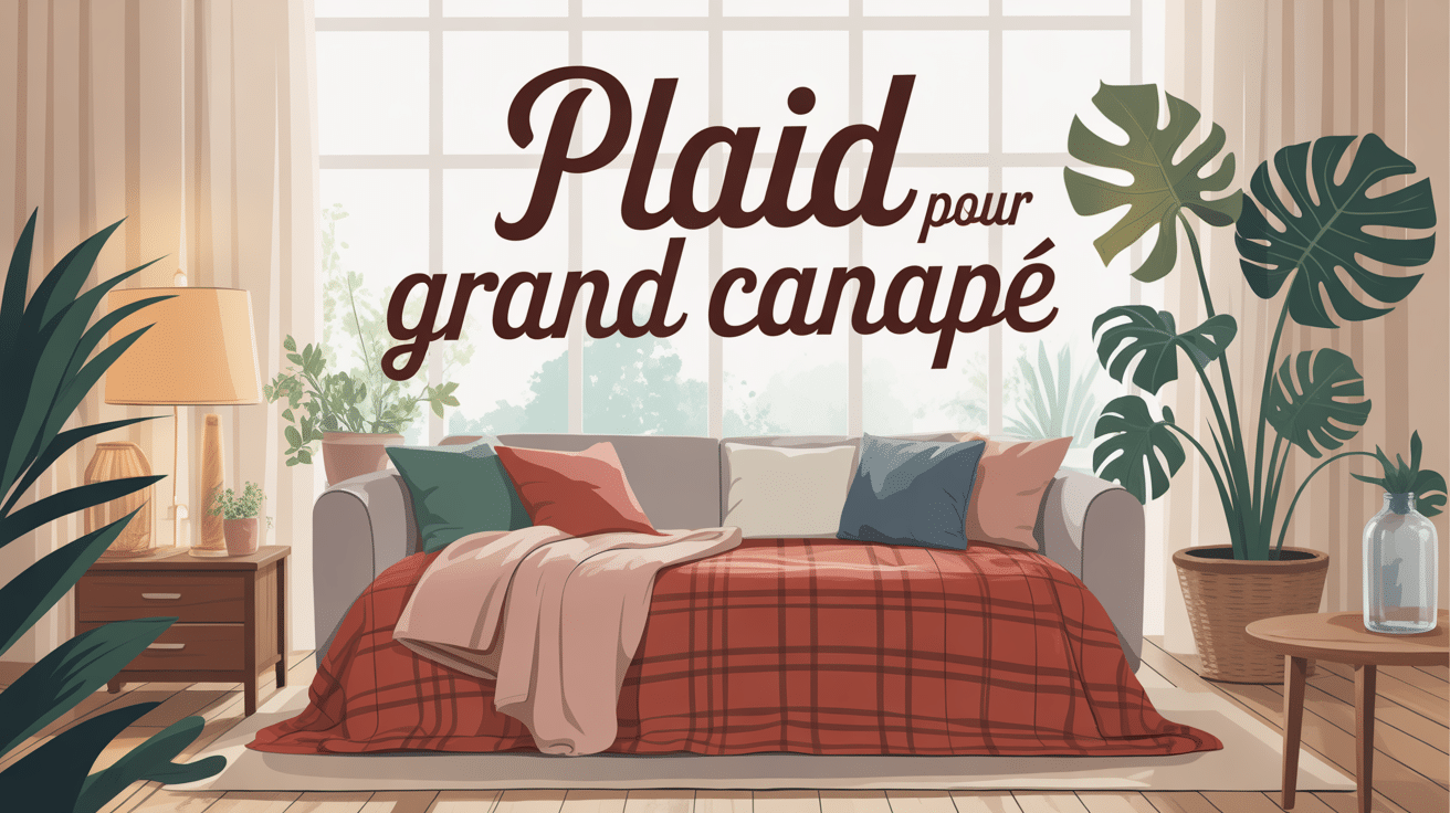 grand canapé moderne avec plaid pour grand canapé dans salon lumineux