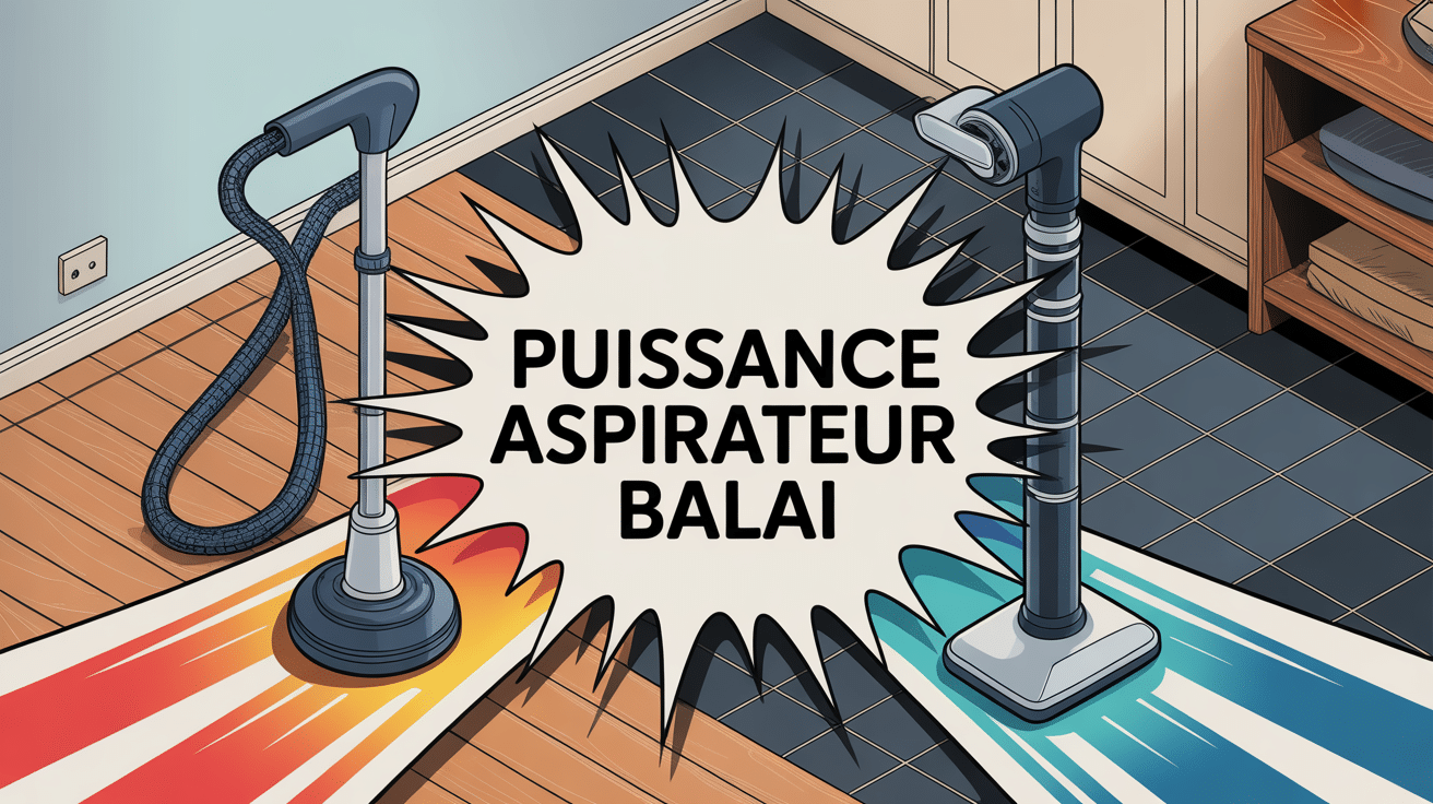 illustration puissance aspirateur balai sur différents sols