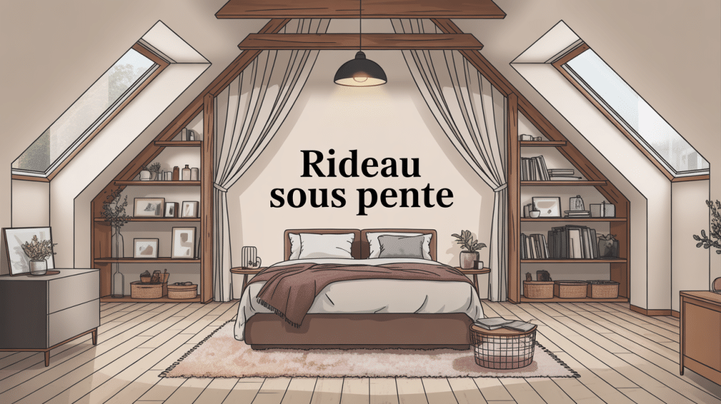 rideau sous pente élégant sous combles pour dressing