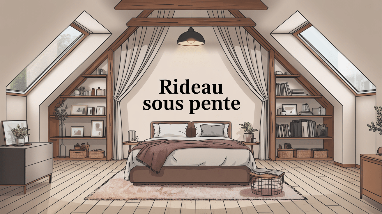 rideau sous pente élégant sous combles pour dressing