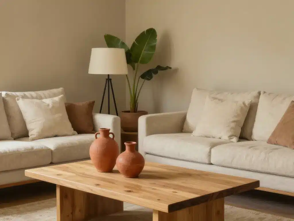 Salon kaki association couleurs et matières naturelles