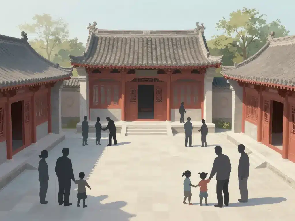 siheyuan vie quotidienne scène famille cour