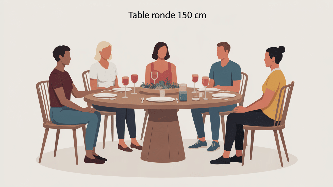 Ambiance conviviale table ronde 150 cm combien de personnes