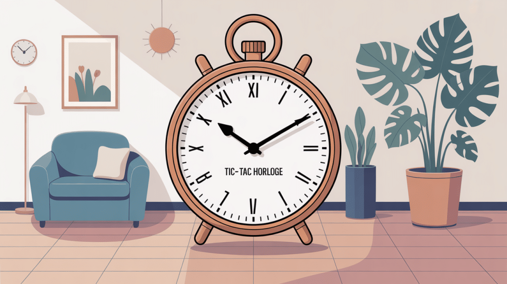tic tac horloge dans un salon calme et cosy