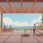 illustration toiture pergola bioclimatique sur terrasse moderne