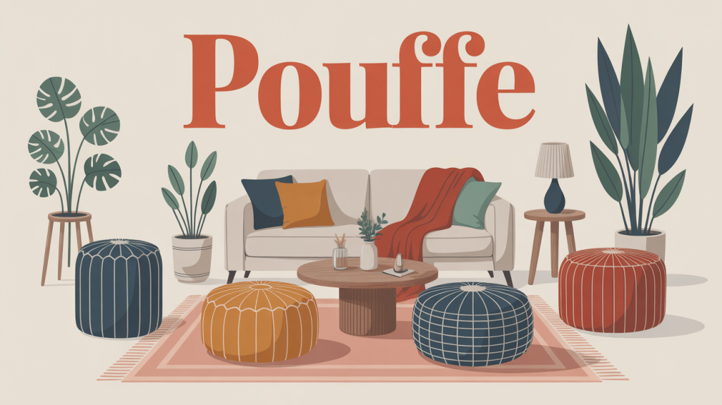 un pouffe illustration déco intérieur cosy