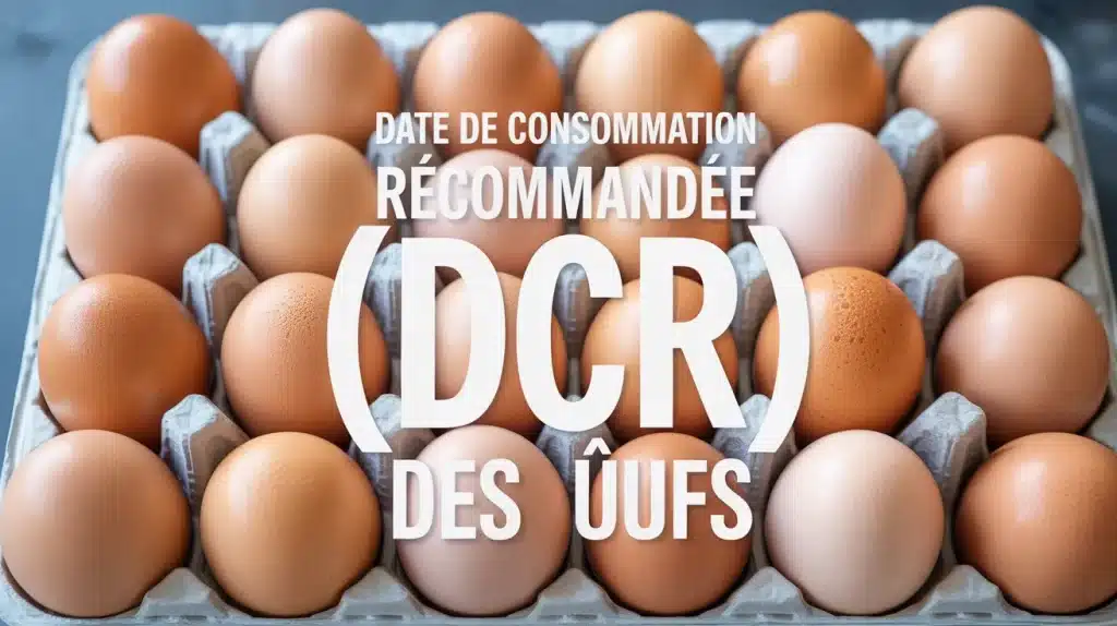 Illustration vectorielle œufs avec Date de Consommation Recommandée DCR des œufs