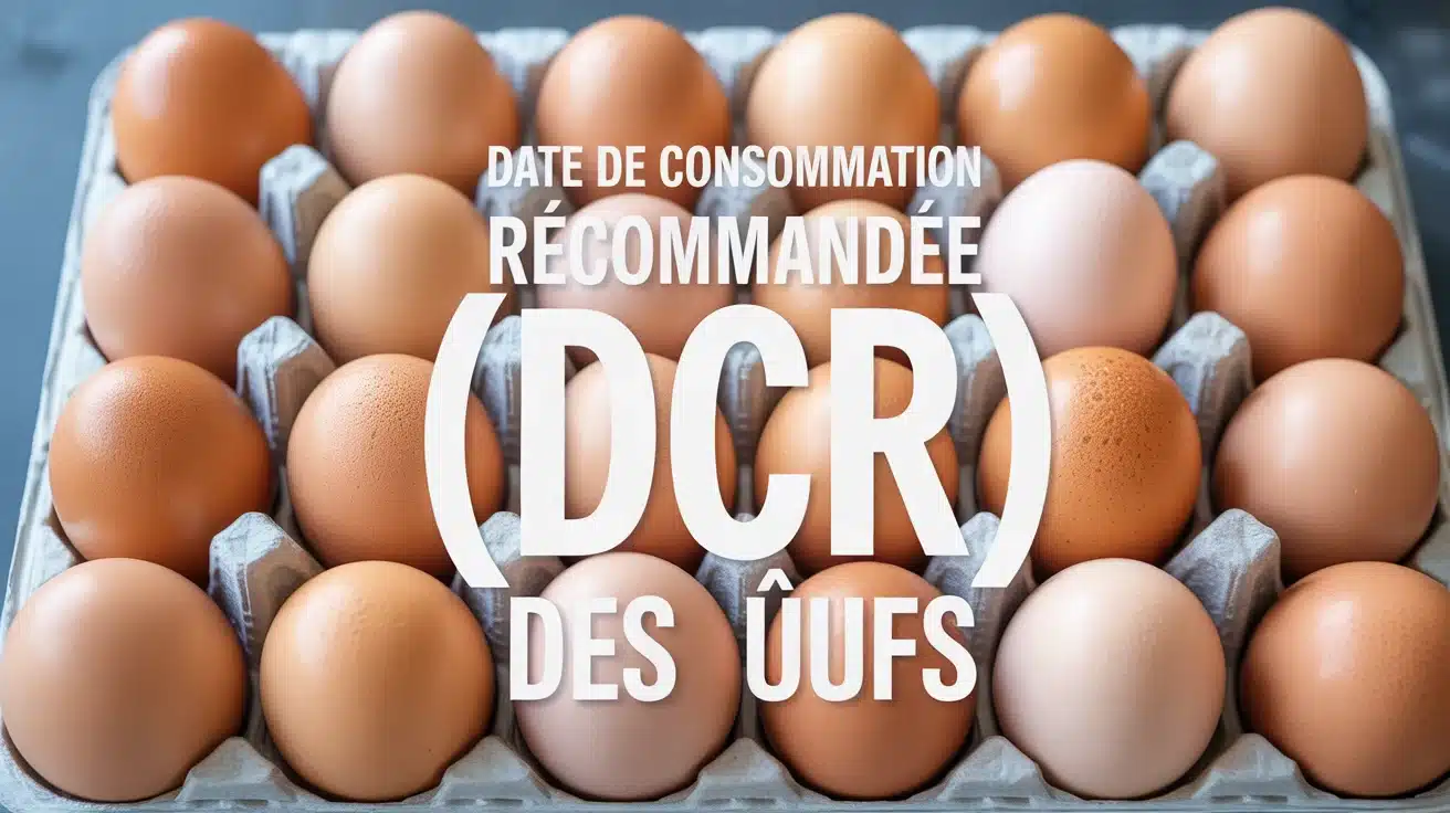 Illustration vectorielle œufs avec Date de Consommation Recommandée DCR des œufs