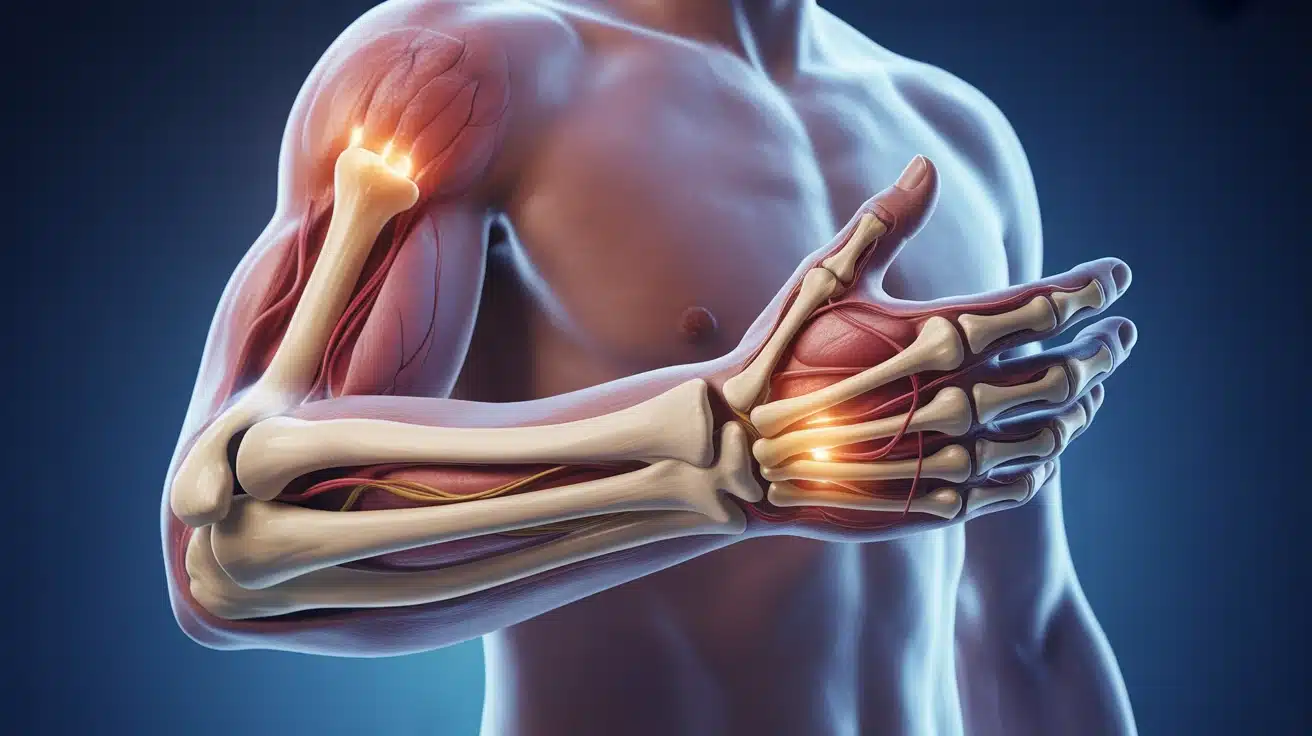 illustration douleur au poignet sans gonflement os ligaments nerfs