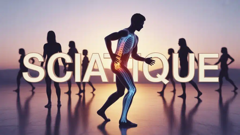 illustration vectorielle douleur sciatique trajet nerf sciatique corps humain