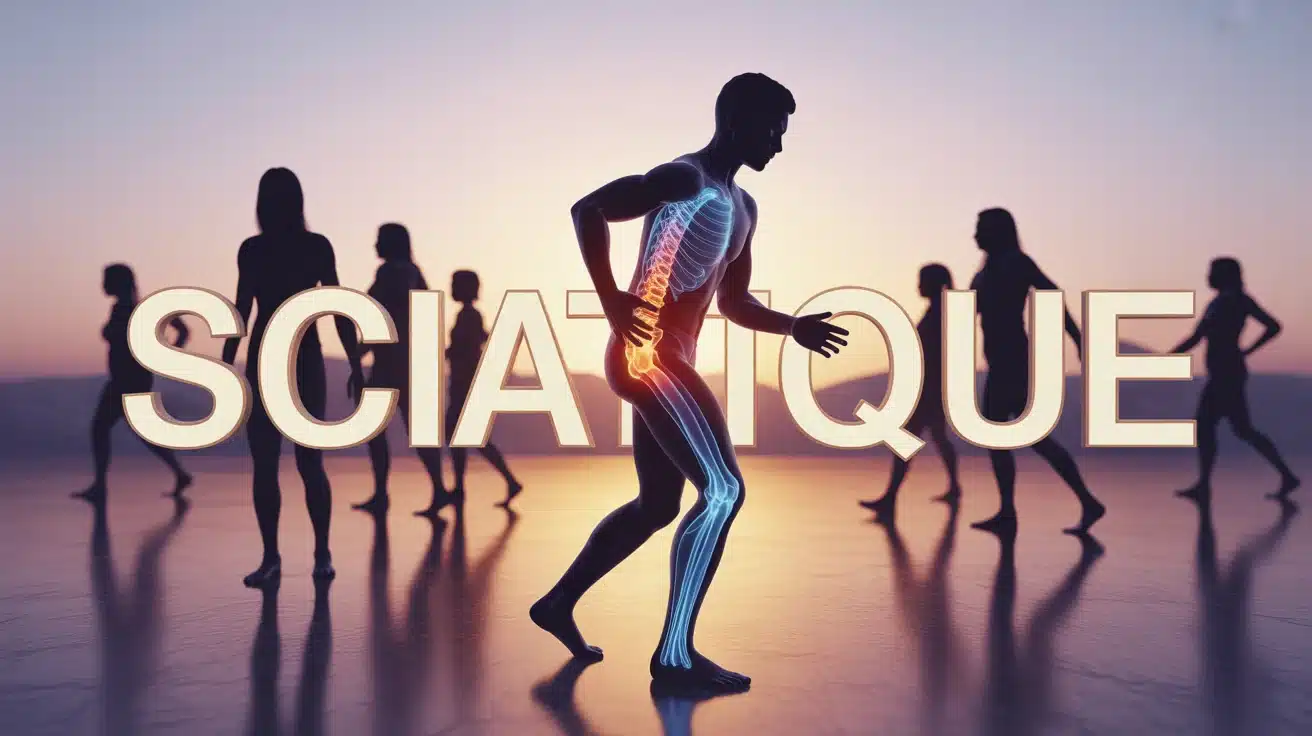 illustration vectorielle douleur sciatique trajet nerf sciatique corps humain
