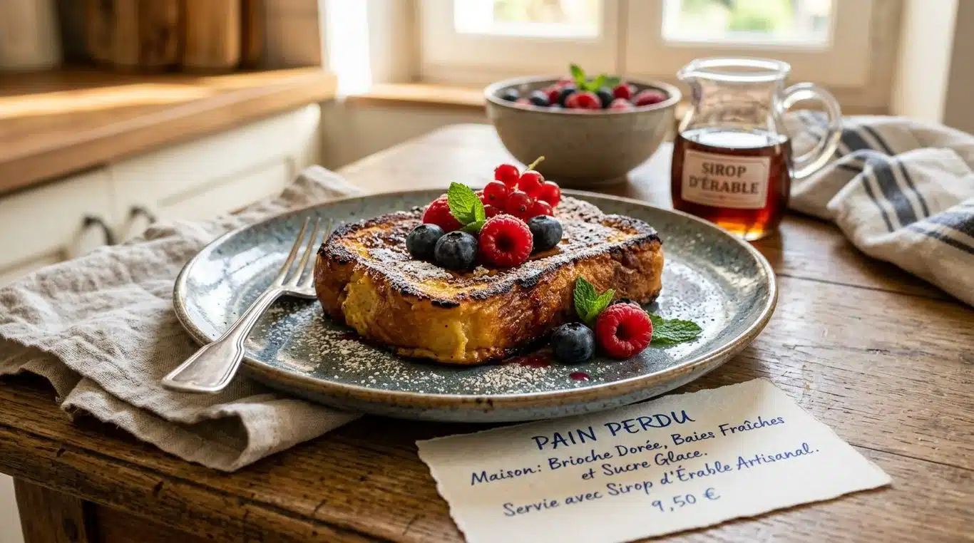 Assiette de pain perdu doré et gourmand