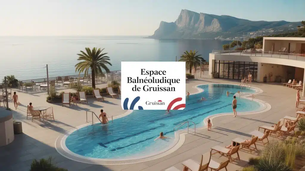 Illustration vectorielle Espace Balnéoludique de Gruissan entre mer et massif