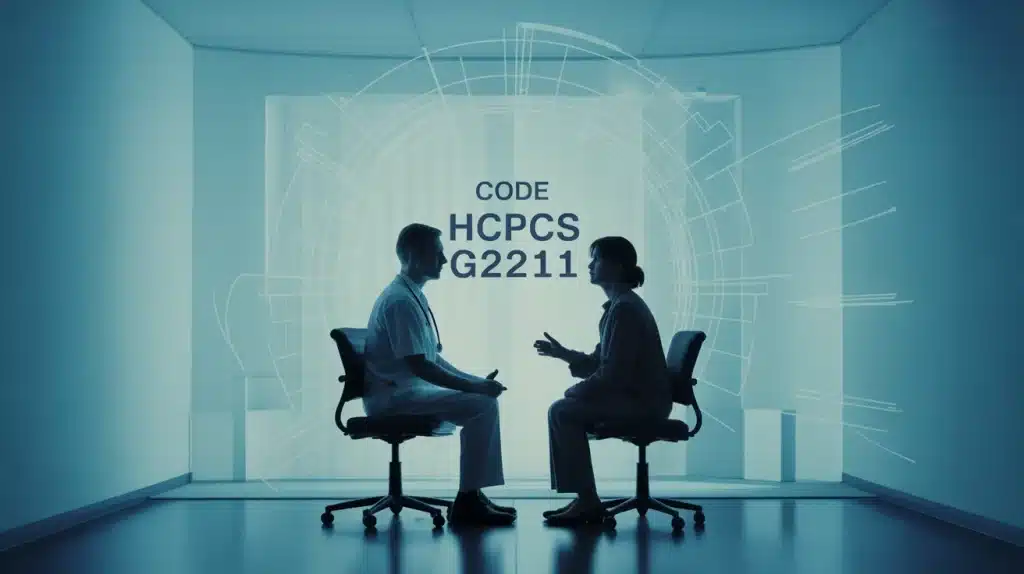 Illustration vectorielle code HCPCS G2211 consultation médicale stylisée