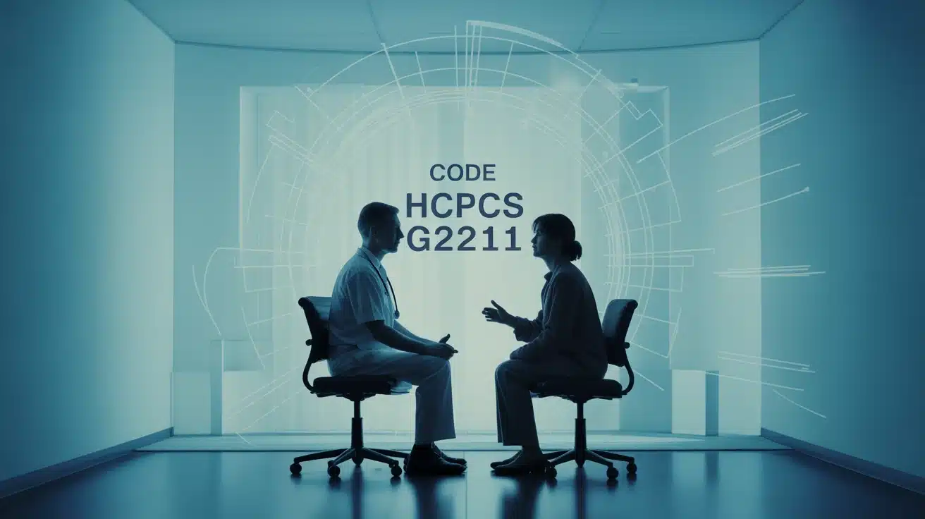 Illustration vectorielle code HCPCS G2211 consultation médicale stylisée