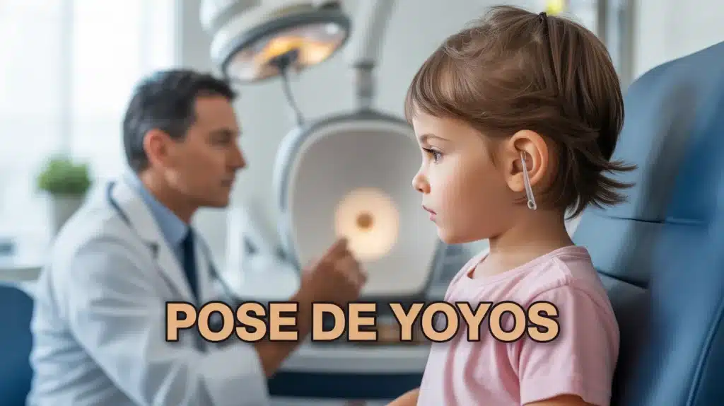 enfant avec medecin ORL et drain transtympanique pose de yoyos