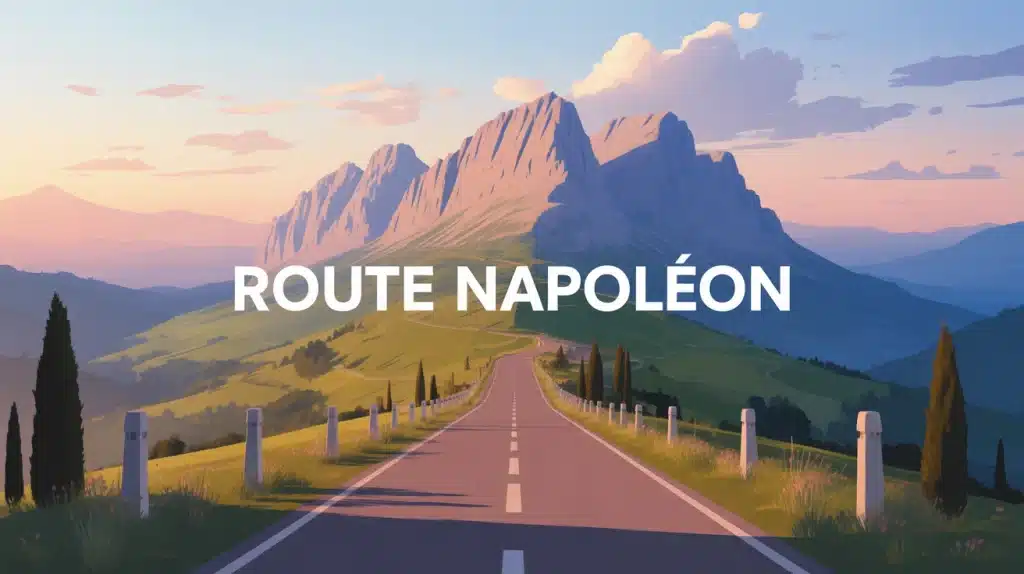 Illustration vectorielle Route Napoléon paysage montagne et mer