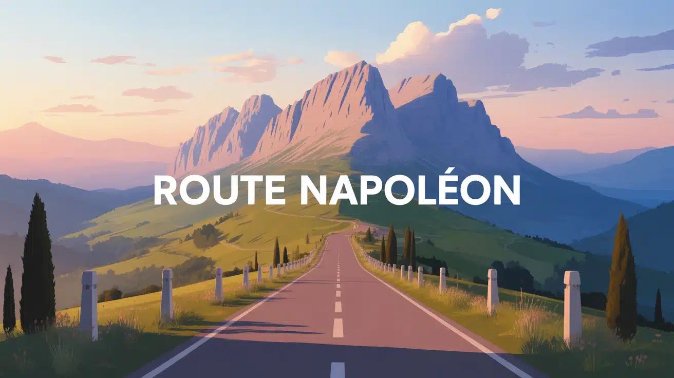 Illustration vectorielle Route Napoléon paysage montagne et mer