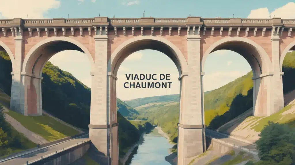 Illustration vectorielle du viaduc de Chaumont en pierre calcaire