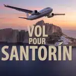 Illustration vol pour Santorin coucher de soleil