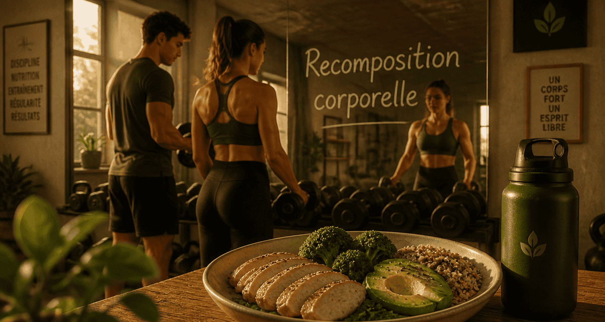 alimentation pour prendre du muscle et perdre de la graisse assiette et salle de sport