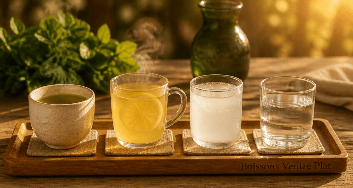boisson pour perdre du ventre sur plateau en bois