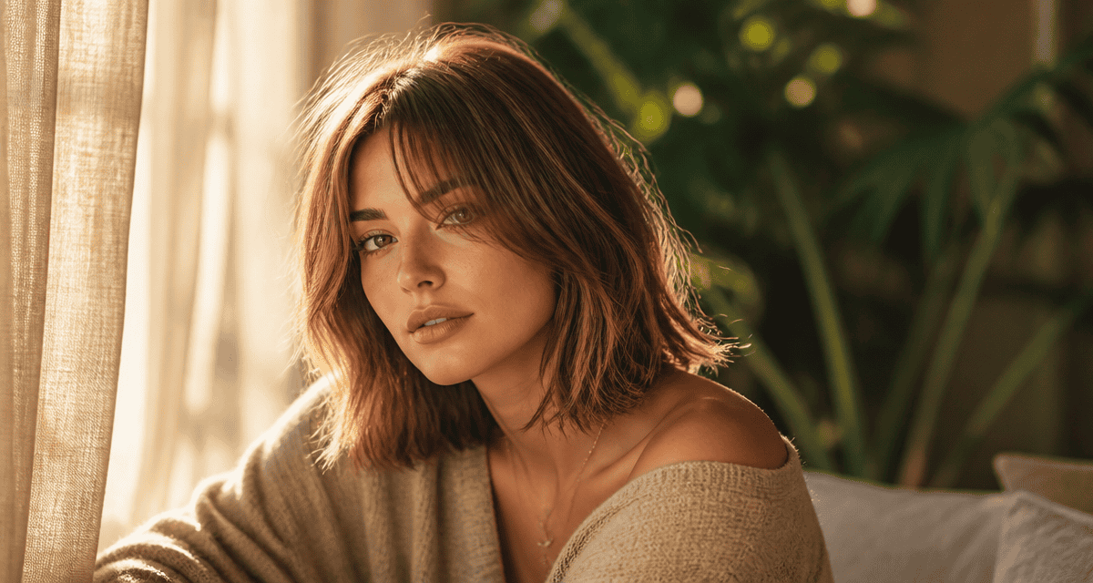 coiffure cheveux fins volumineuse avec frange rideau
