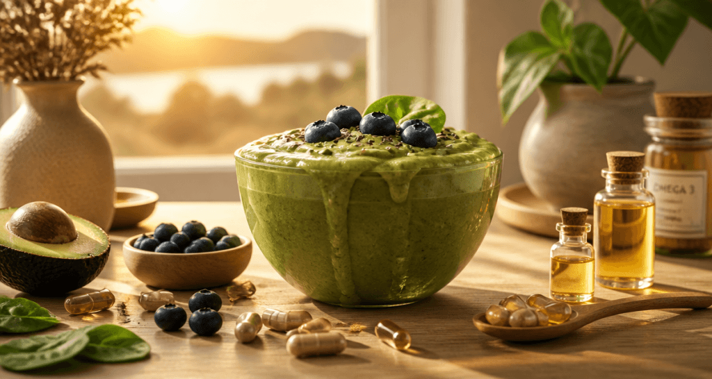 complement alimentaire pour peau seche bol smoothie huiles