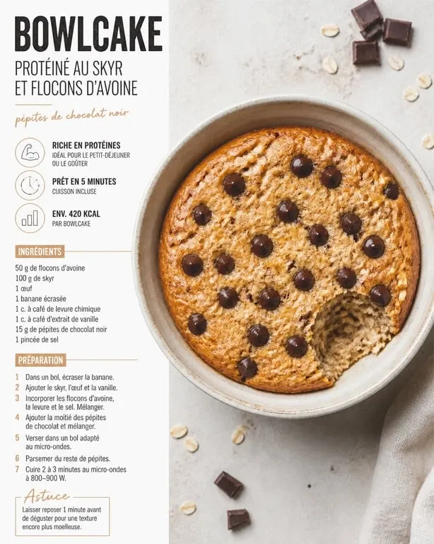 Bowlcake protéiné au skyr et flocons d'avoine pour la musculation