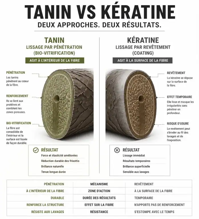 Comparaison scientifique entre lissage au tanin et lissage brésilien