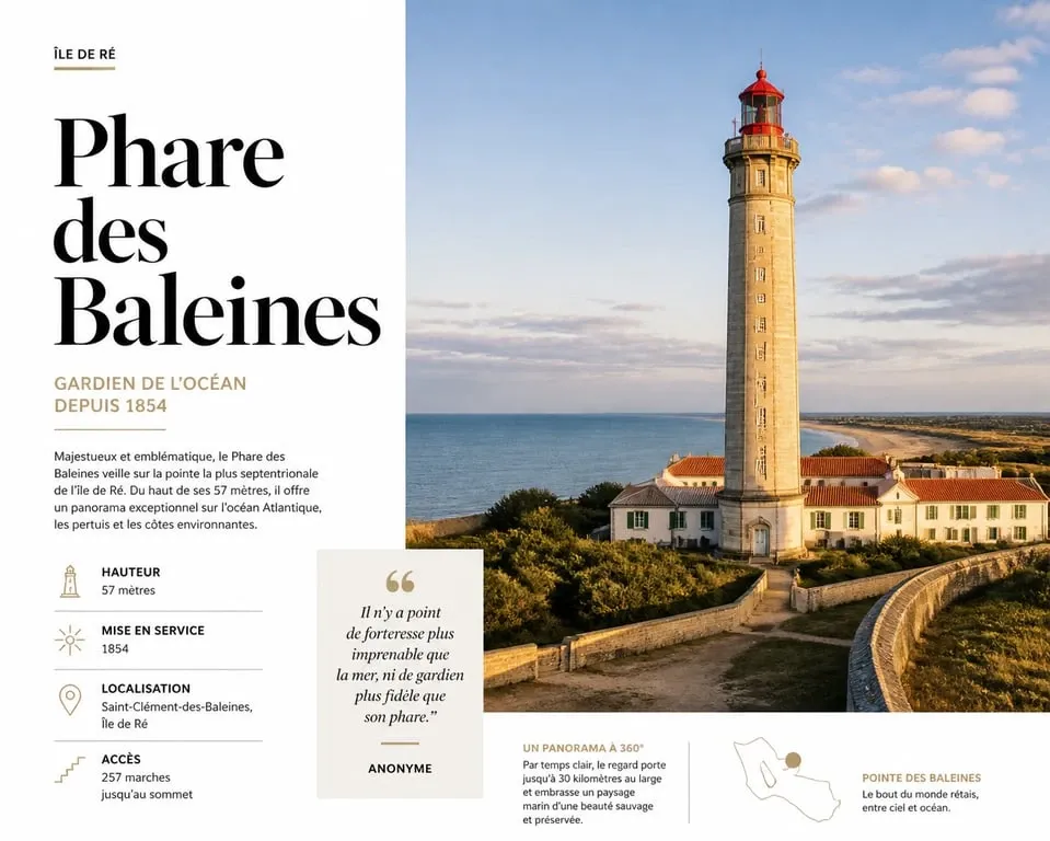 Phare des Baleines sur l'île de Ré, incontournable pour que faire ile de ré