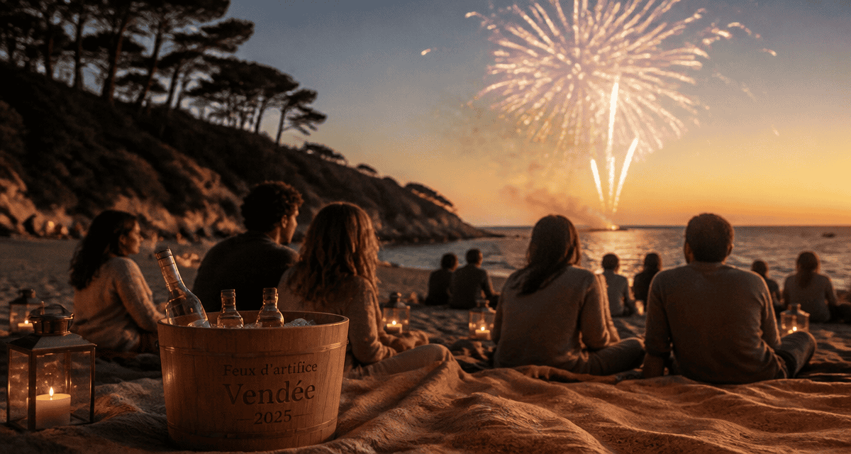 feu d'artifice vendee 2025 sur plage
