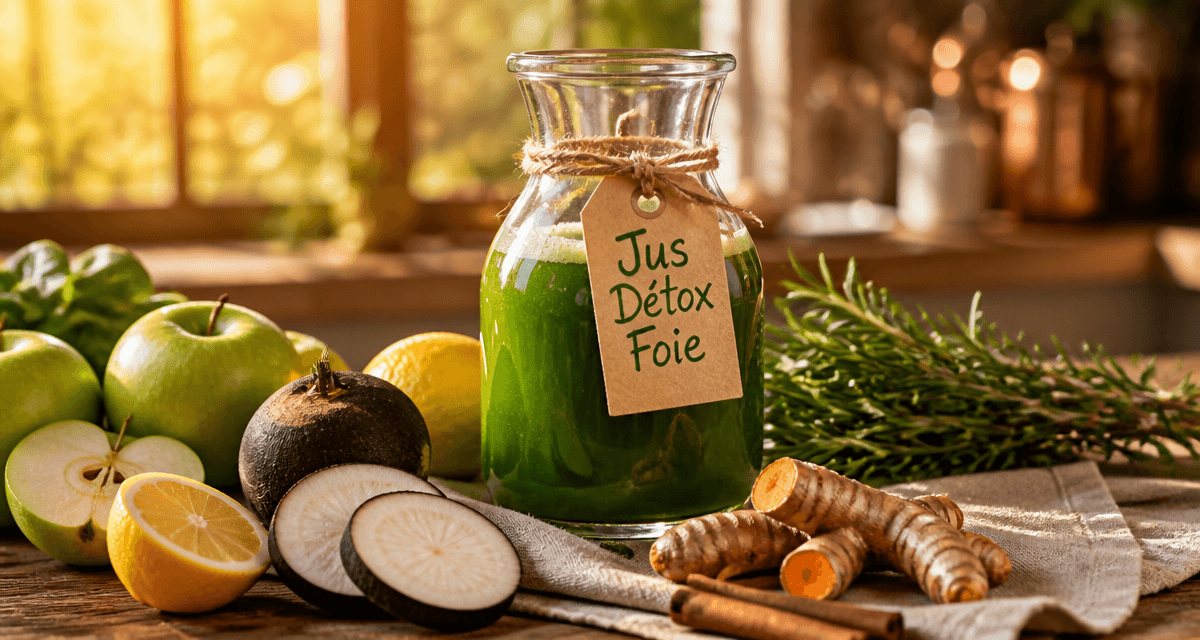 jus detox pour le foie carafe et ingrédients frais