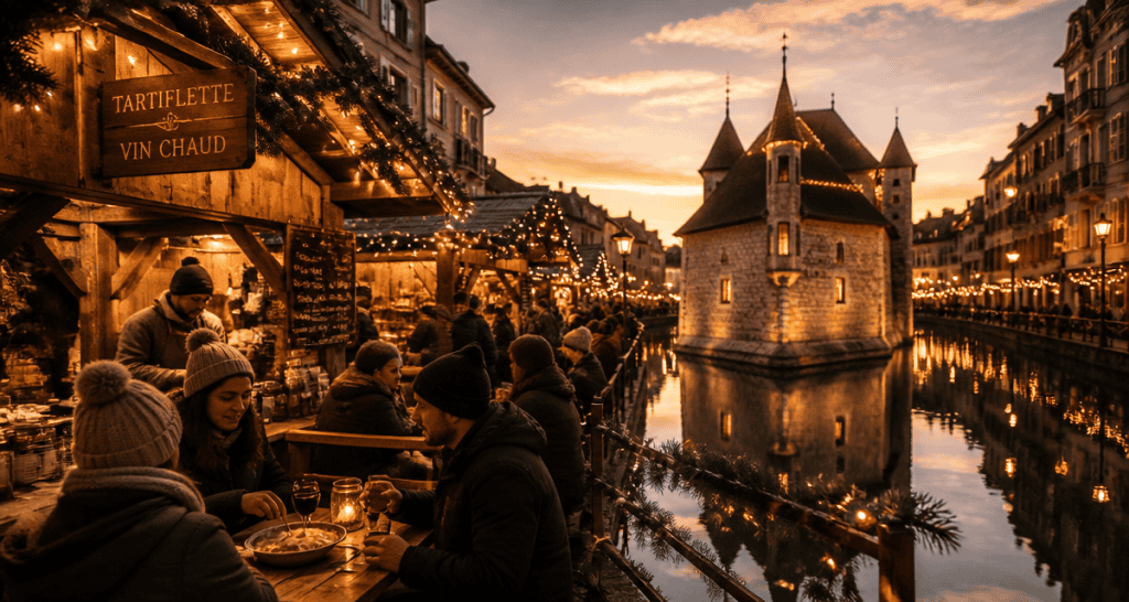 marche de noel annecy chalets bois palais ile