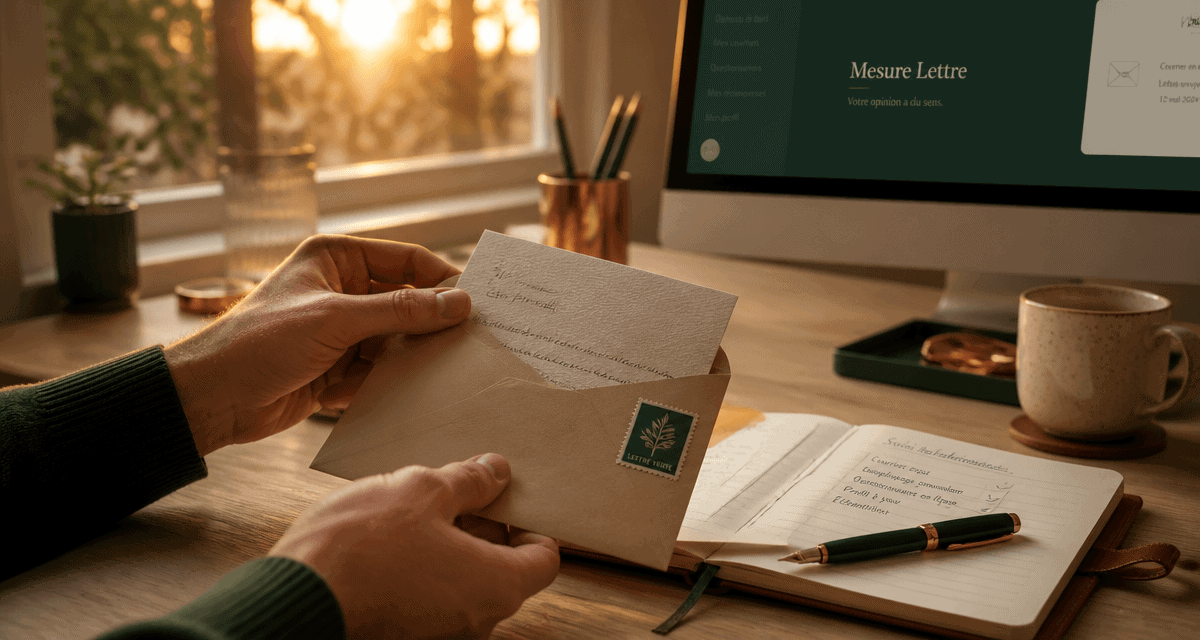 Mesure Lettre ouverture enveloppe sur table