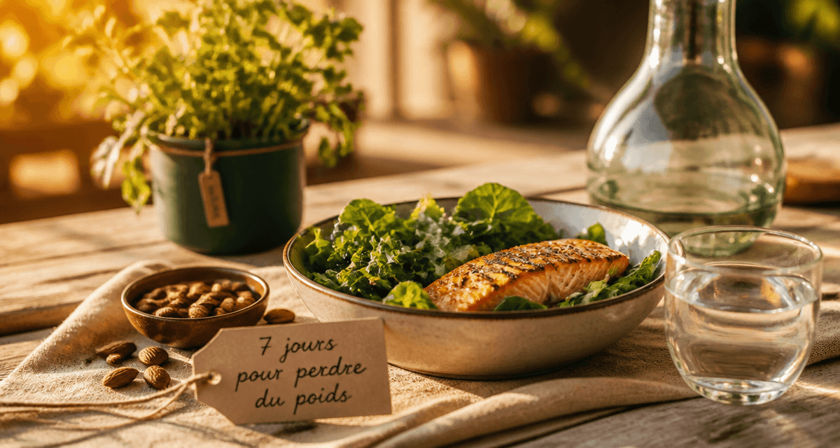 Perdre poids 1 semaine, repas équilibré saumon salade