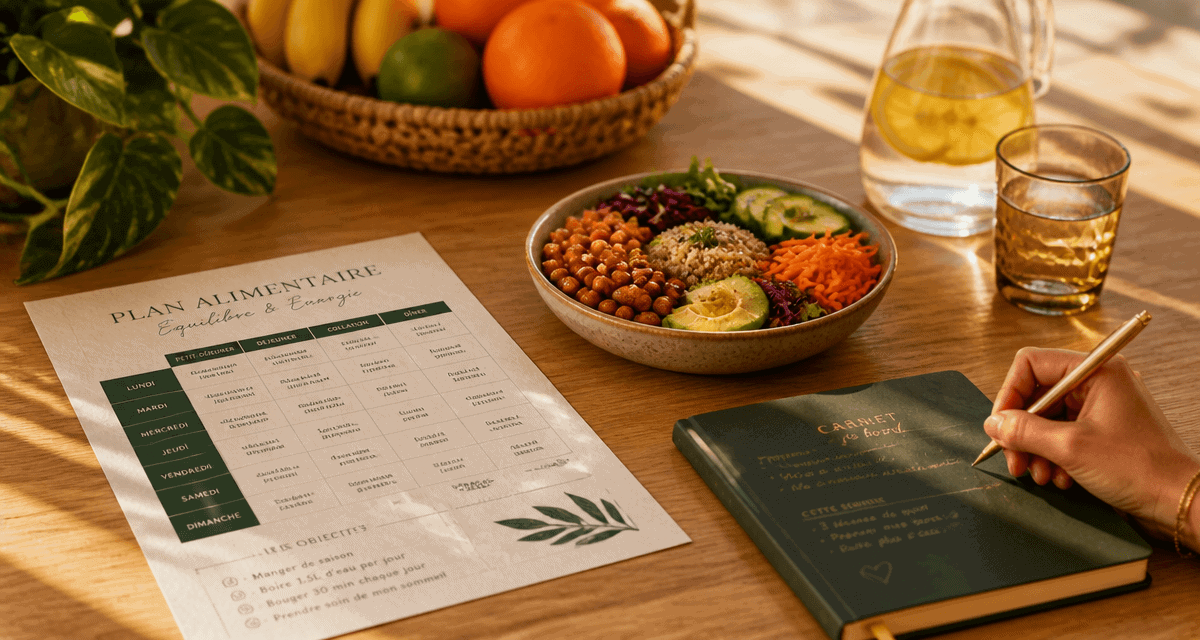 plan alimentaire nutritionniste pdf sur table avec bol Buddha