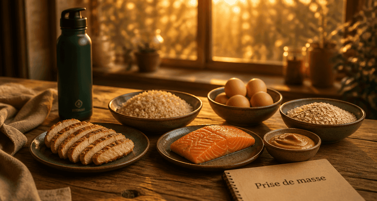 Prise de masse musculaire aliments sur table