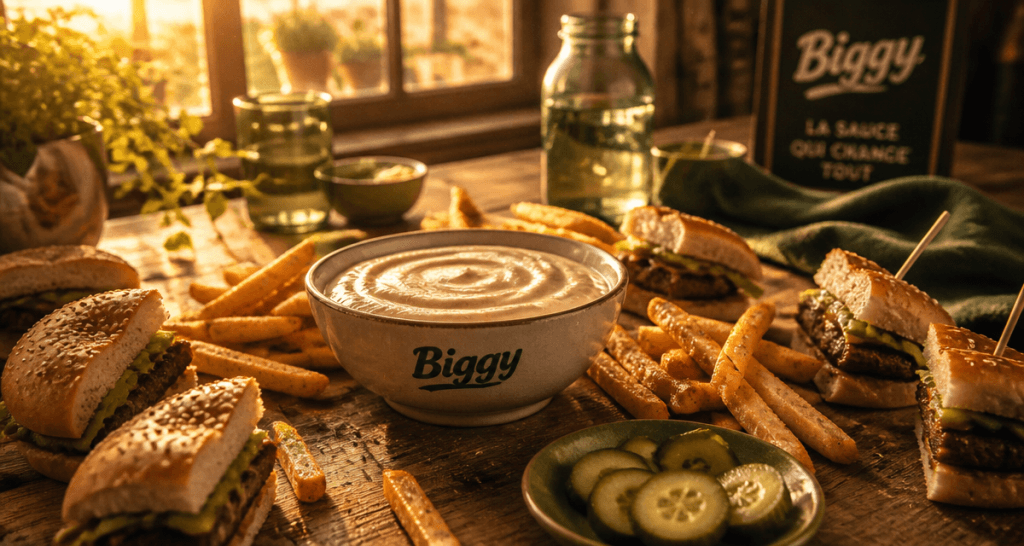 sauce biggy maison avec frites et cornichons