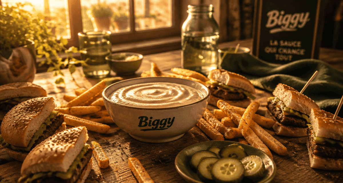 sauce biggy maison avec frites et cornichons