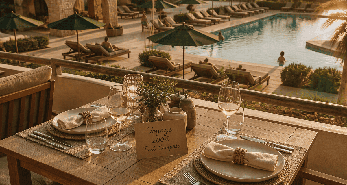 voyage 200 euros tout compris terrasse hôtel club piscine
