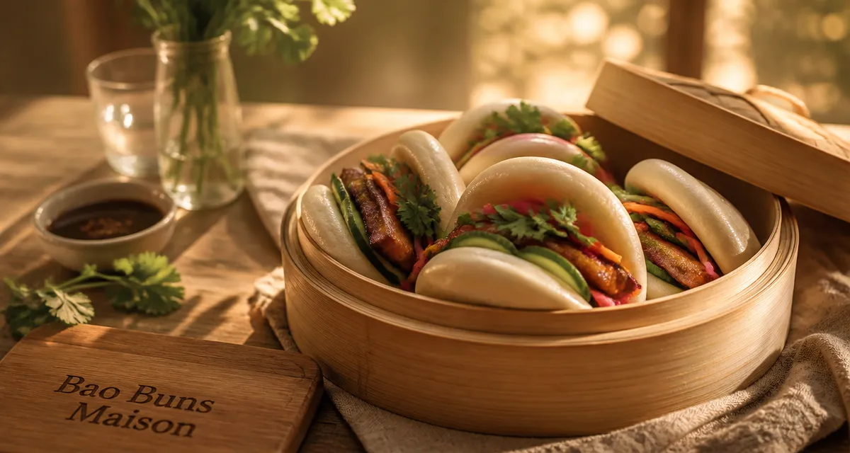 Bao bun maison vapeur porc pickles