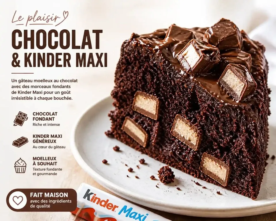 Gâteau Kinder Maxi moelleux et gourmand prêt à être dégusté
