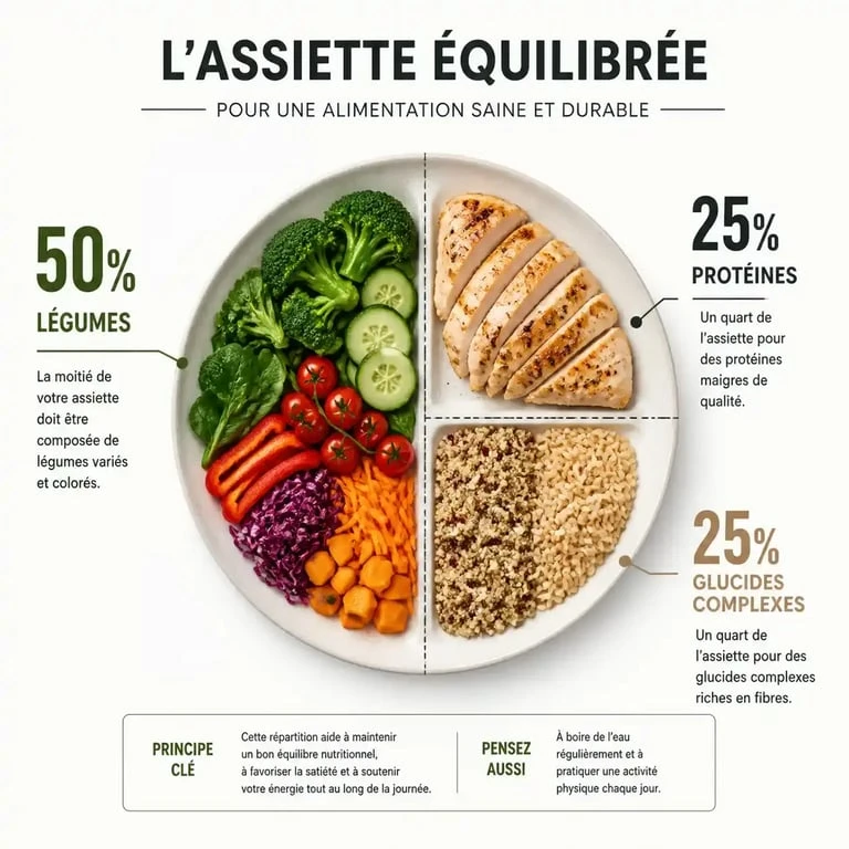 Composition d'une assiette pour un rééquilibrage alimentaire équilibré