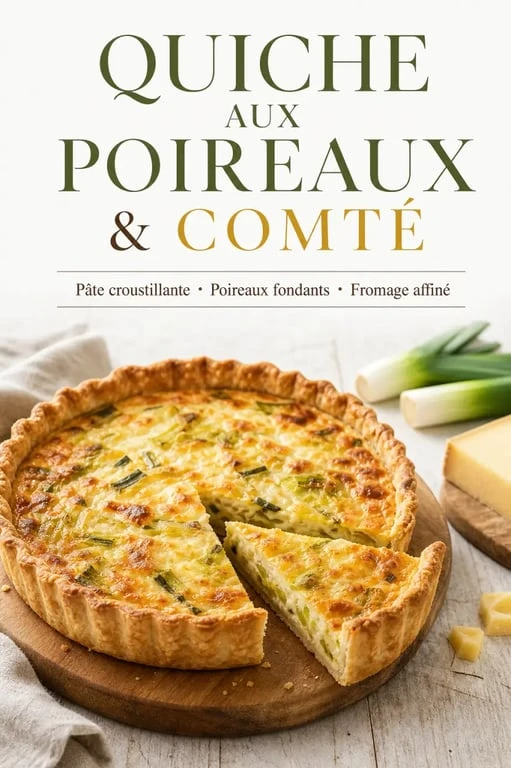 Quiche salée aux poireaux et Comté, une recette salée gourmande et facile à réaliser.