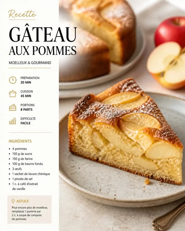 Gâteau aux pommes maison moelleux, recette avec des pommes