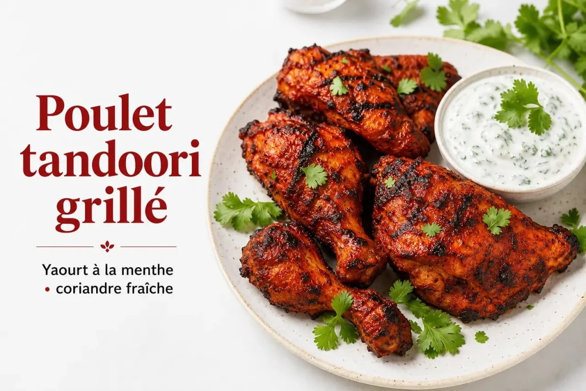 Poulet tandoori mariné aux épices tandoori, prêt à être dégusté