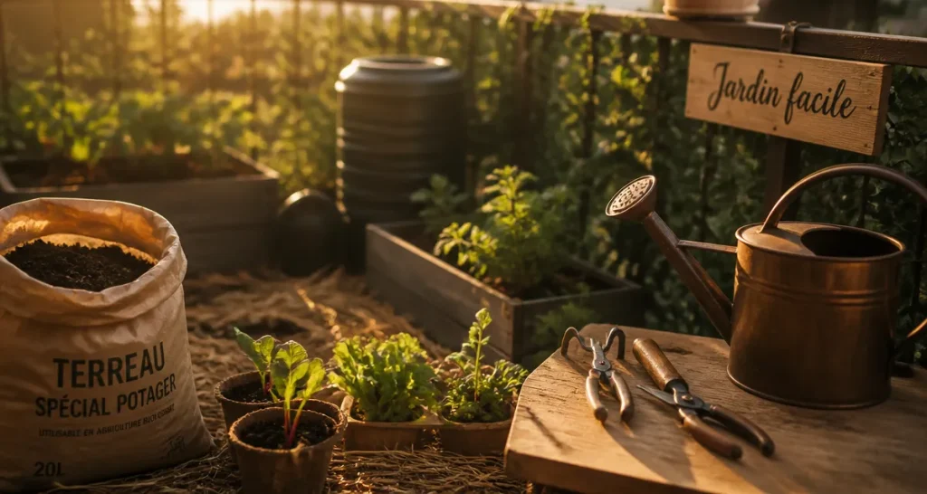 Jardinier facile : potager en balcon avec semis et arrosoir