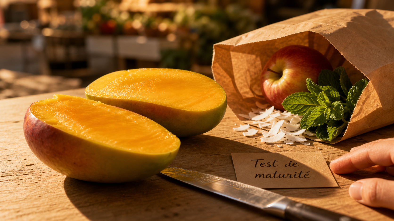 Mangue mure coupée, tests de maturité sensoriels pour choisir le fruit parfait