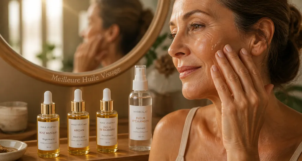 meilleure huile visage peau mature femme applique huile